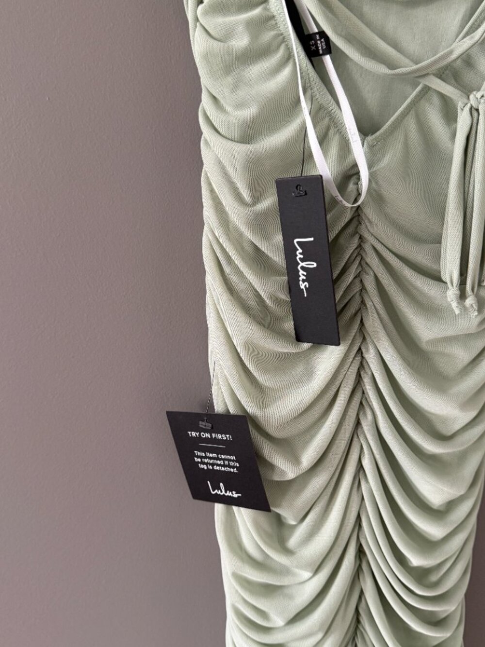 Lulus Ruched Body Con Mesh Mini Dress - Picture 5 of 5
